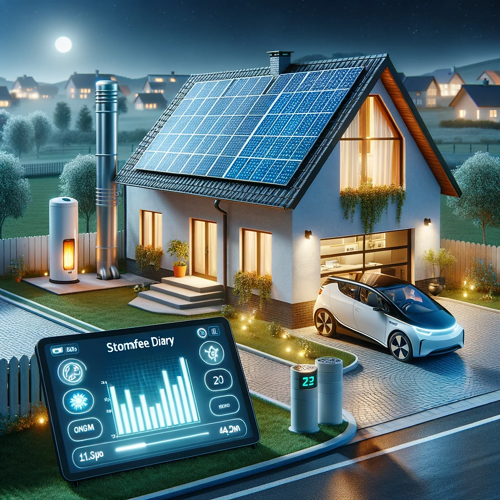 Haus in der Nacht, mit einer PV Anlage
