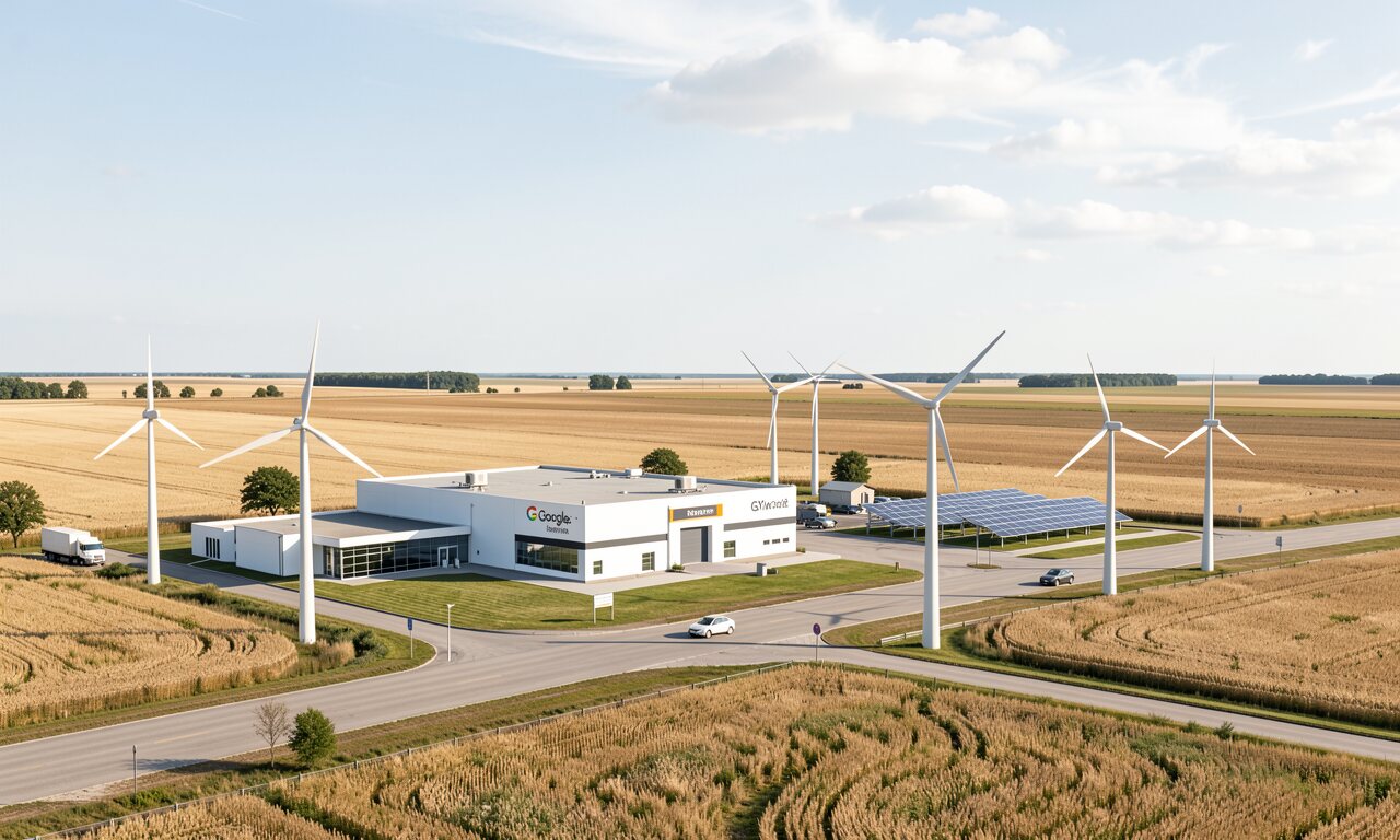 Google Omaha Council Bluffs Rechenzentrum-Campus in der Prärie, Konzept-Illustration