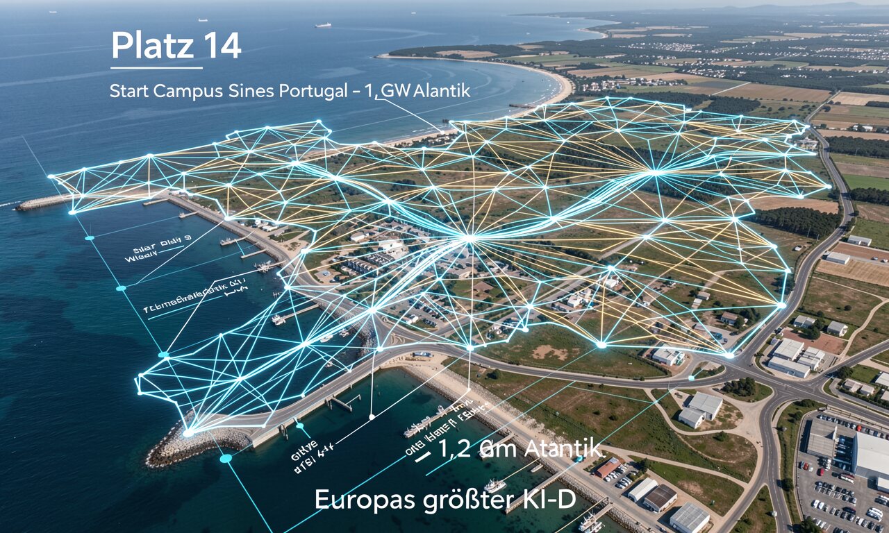 Start Campus Sines Portugal – Europas größtes geplantes KI-Rechenzentrum, Konzept-Illustration