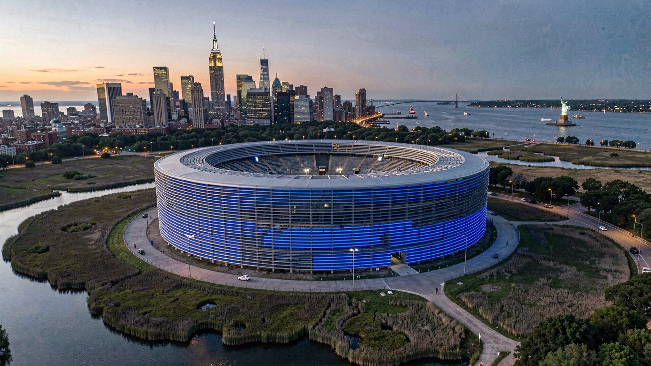 Nahaufnahme des Solar-Rings am Dach des MetLife Stadiums — Konzept-Illustration
