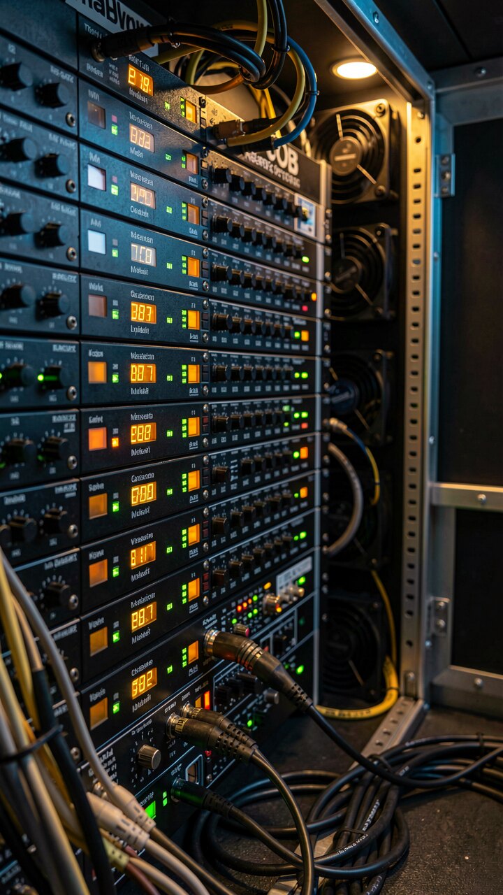 Broadcast-Compound / TV-Produktionstechnik — Konzept-Illustration