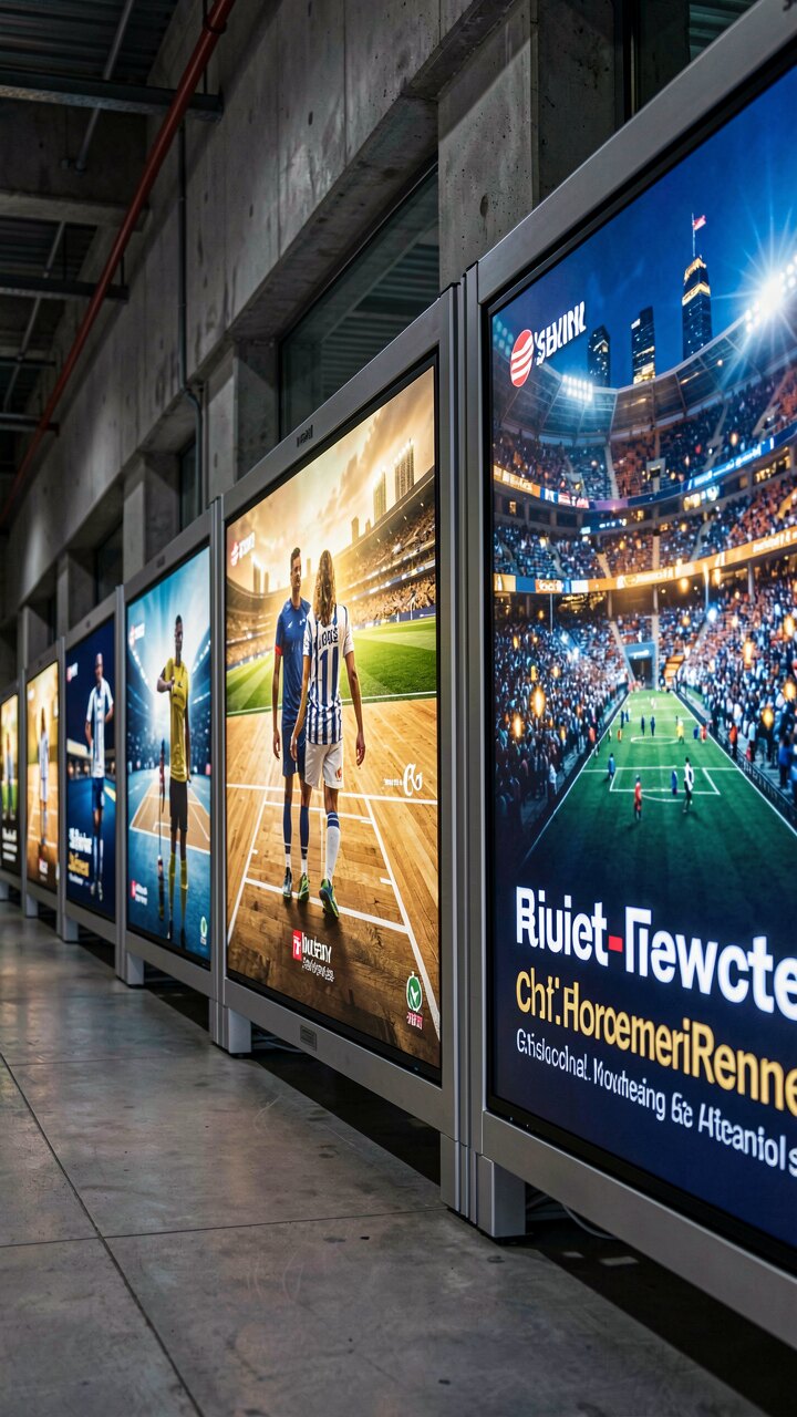 Digital Signage / Werbedisplays auf Concourses — Konzept-Illustration